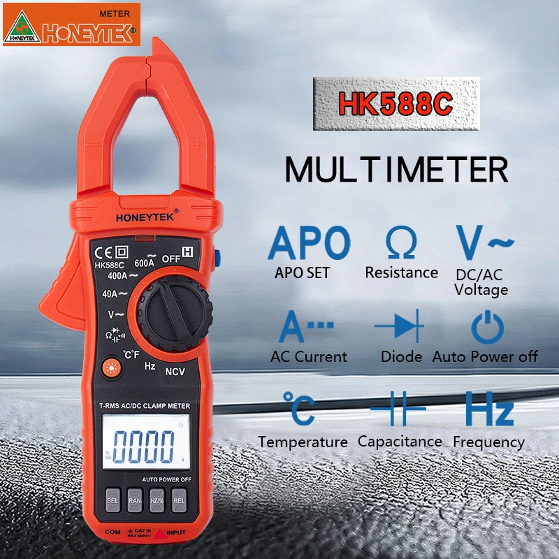 HONEYTEK HK588C True RMS Mini Digital Clamp Meters AC/DC Current Voltage Auto Range VFC Capacitance Non Contact Multimeter Diode
HONEYTEK HK588C True RMS Mini Digital Clamp Meters AC/DC Current Voltage Auto Range VFC Capacitance Non Contact Multimeter Diode