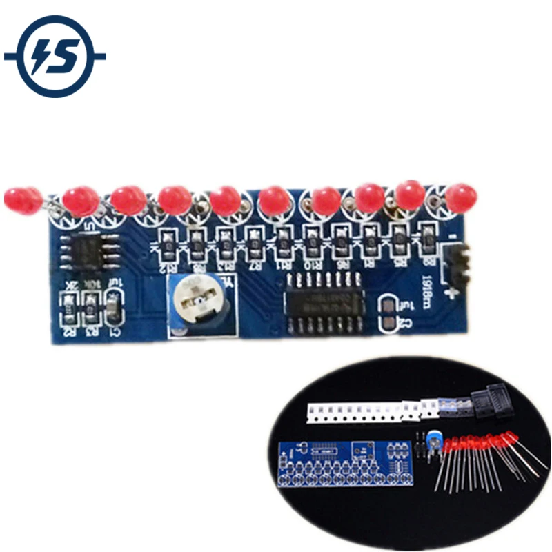 NE555+CD4017 Flash Lamp DIY Kits Flashing LED Light Suite 2.5-14.5V 5.4x2.1cm Electronic Circuit Production Parts
NE555+CD4017 Flash Lamp DIY Kits Flashing LED Light Suite 2.5-14.5V 5.4x2.1cm Electronic Circuit Production Parts