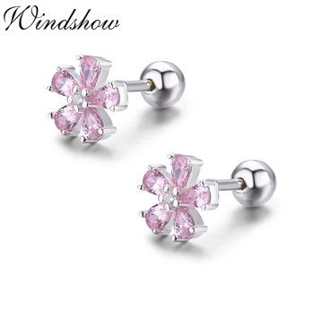 Cute Snowflake Pink CZ 925 Sterling Silver Flower Screw Stud Earrings For Women Girls Kids Piercing Jewelry Orecchini Aros Arete
Cute Snowflake Pink CZ 925 Sterling Silver Flower Screw Stud Earrings For Women Girls Kids Piercing Jewelry Orecchini Aros Arete