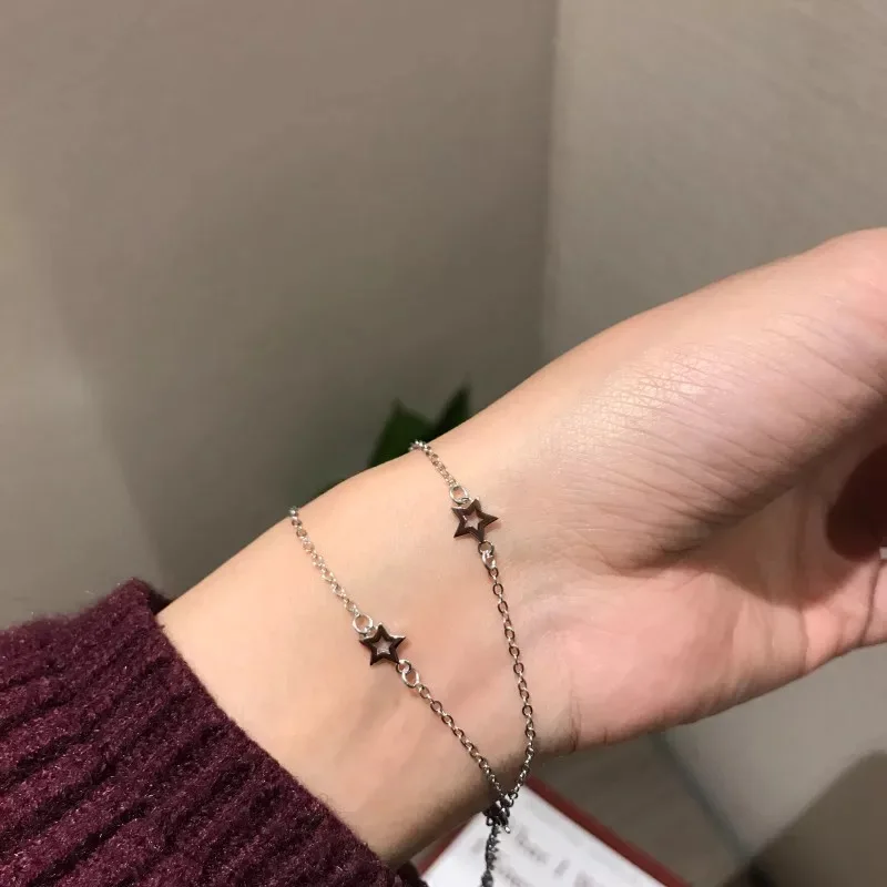 New S925 sterling silver bracelet fashion simple double star bracelet personality wild female girls silver hand jewelry
New S925 sterling silver bracelet fashion simple double star bracelet personality wild female girls silver hand jewelry