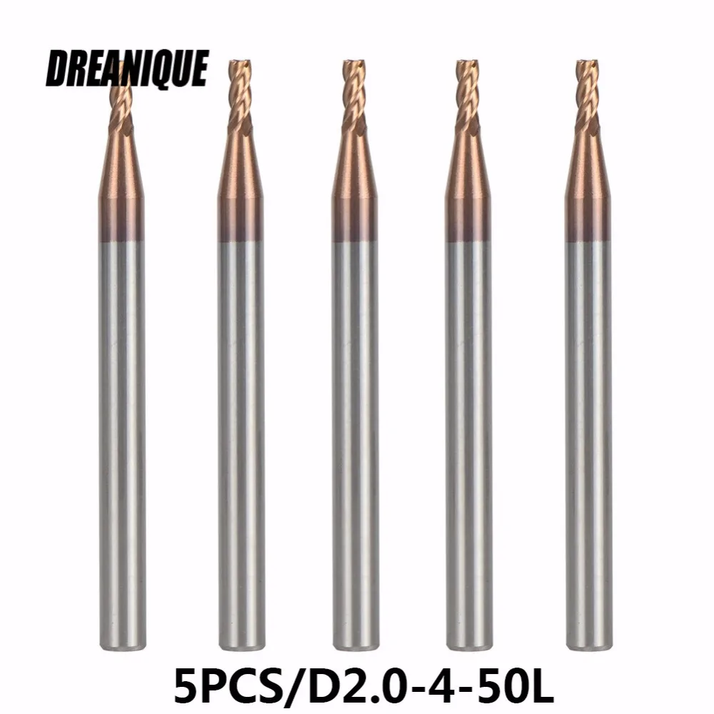 Tungsten Steel End Mills 5pcs/lot D2-4-50 4 Flute Flattened Head CNC Milling Carbide End mill High Quality HRC55 TiAIN Coated 
Tungsten Steel End Mills 5pcs/lot D2-4-50 4 Flute Flattened Head CNC Milling Carbide End mill High Quality HRC55 TiAIN Coated