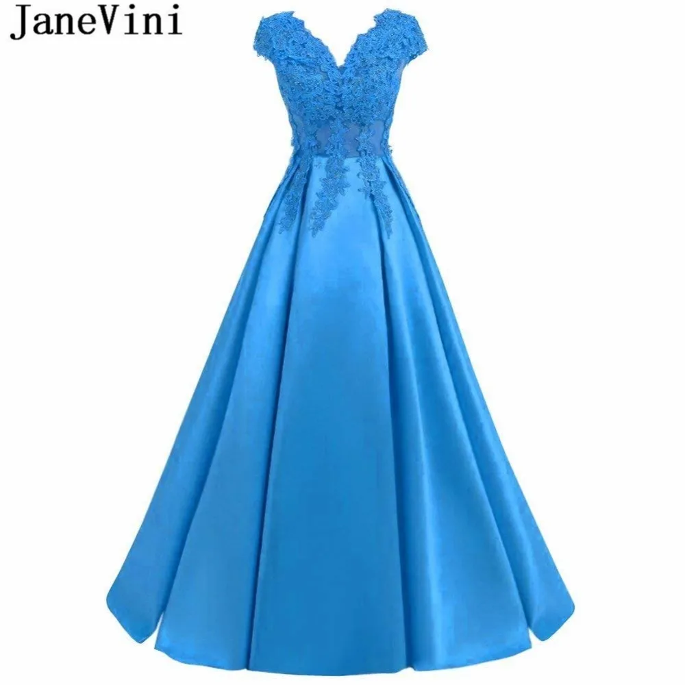 JaneVini Long Blue Bridesmaid Dresses for Women A-Line Lace Appliques Beaded Satin V Neck Backless Floor Length Prom Party Gowns
JaneVini Long Blue Bridesmaid Dresses for Women A-Line Lace Appliques Beaded Satin V Neck Backless Floor Length Prom Party Gowns
