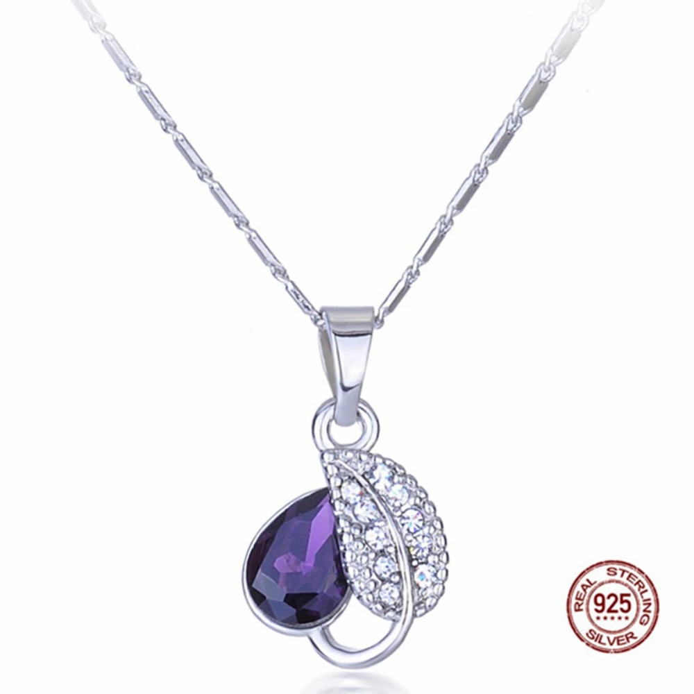 Vintage 925 Silver Leaf Pendant Statement Necklace For Woman purple Crystal necklaces pendants
Vintage 925 Silver Leaf Pendant Statement Necklace For Woman purple Crystal necklaces pendants