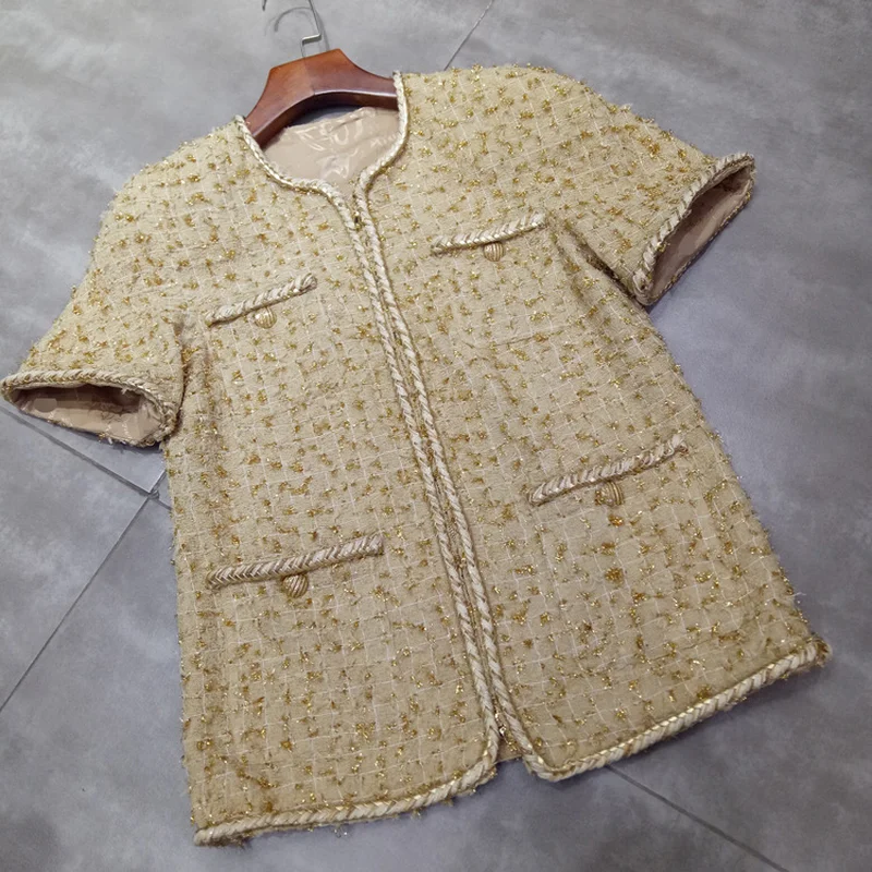 2019 Runway Brand New Women Fashion Twist Tweed Coats Short Sleeve Buttons Lurex Elegant Short Jackets Jc3272
2019 Runway Brand New Women Fashion Twist Tweed Coats Short Sleeve Buttons Lurex Elegant Short Jackets Jc3272