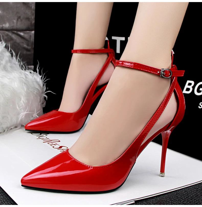 Women's Pumps Shoe Office Lady Heels Buckle Strap Wedding Women Shoes High Heels Sandals Silver Gold Shoes Woman High Heel 2018 (4)
