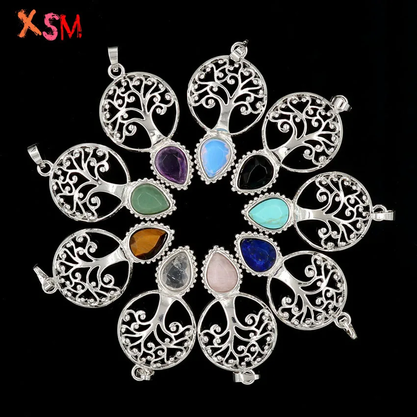 xinshangmie Wholesale 10 Pcs Silver Plated Tree of Life Natural Stone Mixed Color Water Drop Section Pendant Fashion Jewerly
xinshangmie Wholesale 10 Pcs Silver Plated Tree of Life Natural Stone Mixed Color Water Drop Section Pendant Fashion Jewerly