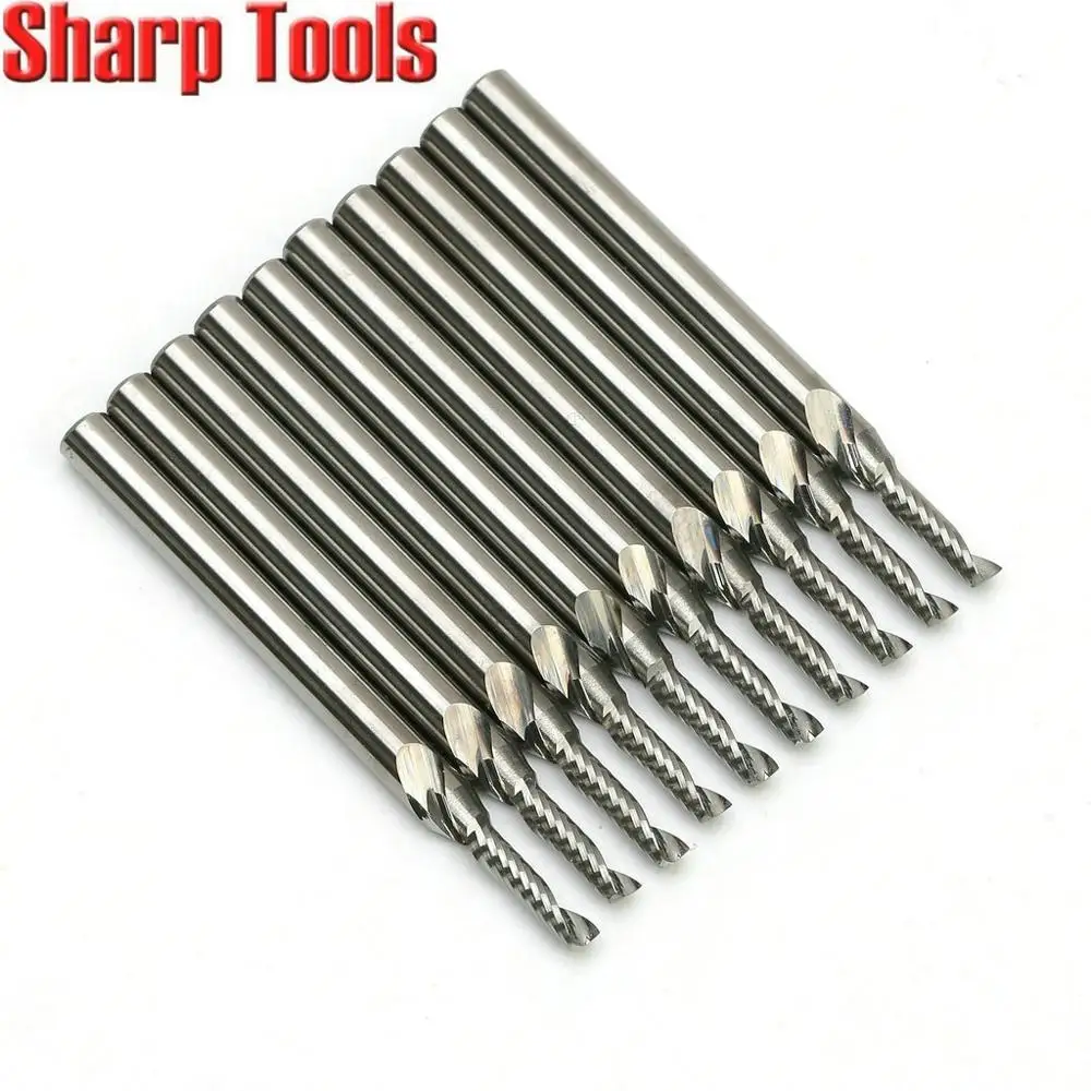 3.175*2.0*8mm 1 Flute Carbide End Mill Cutter CNC Router Bit 10pc Tungsten Steel Milling Tools Spiral Engraving Bits for Acrylic
3.175*2.0*8mm 1 Flute Carbide End Mill Cutter CNC Router Bit 10pc Tungsten Steel Milling Tools Spiral Engraving Bits for Acrylic