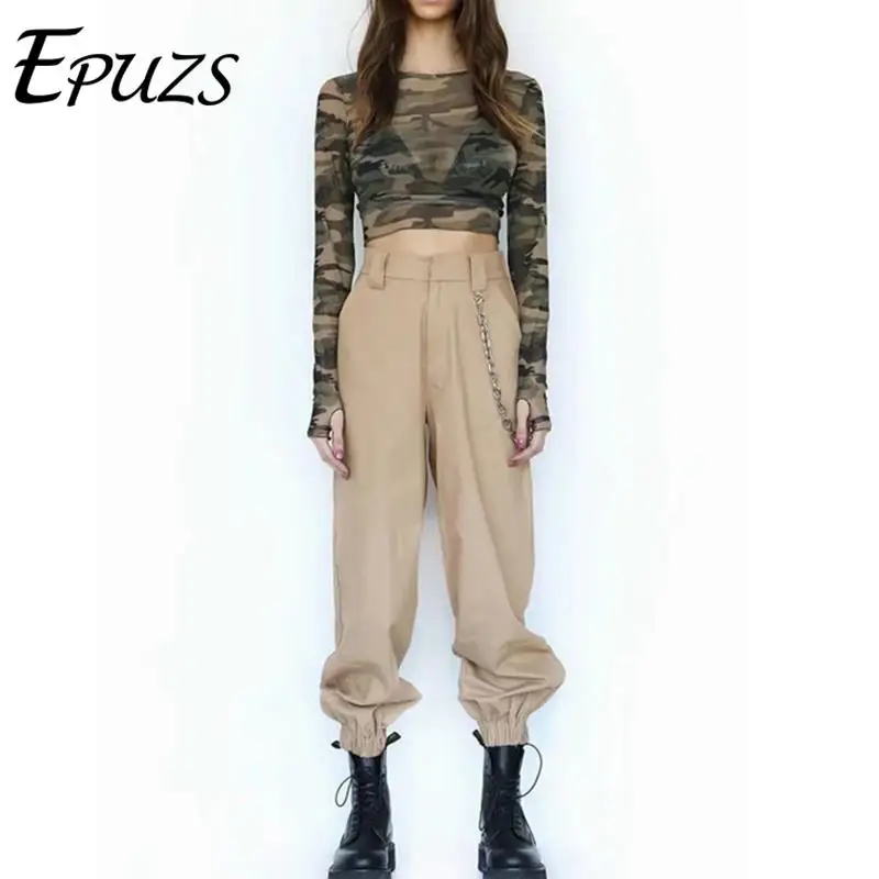 2019 Girls Cargo Chain Pants Military Army High Waist Camo Pants Women Sweatpants Joggers Camouflage trousers Streetwear
2019 Girls Cargo Chain Pants Military Army High Waist Camo Pants Women Sweatpants Joggers Camouflage trousers Streetwear