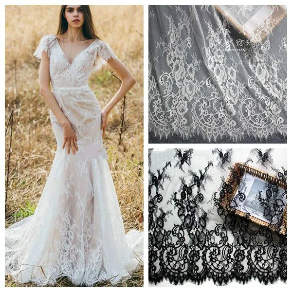 3M/Lot Eyelash Lace Fabric 150cm Black White Diy Exquisite French Lace Embroidery Clothes Wedding Dress Accessories
3M/Lot Eyelash Lace Fabric 150cm Black White Diy Exquisite French Lace Embroidery Clothes Wedding Dress Accessories