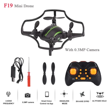 

New F19 Mini Drone With 0.3MP Camera 2.4GHz 4CH 6-axle Gyro Headless Mode Altitude Hold Remote Control Quadcopter Helicopters