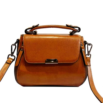 2019 New Leather Women's Bag European and American Wax Leather Simple Fashion Joker Handbag Tide 
2019 New Leather Women's Bag European and American Wax Leather Simple Fashion Joker Handbag Tide