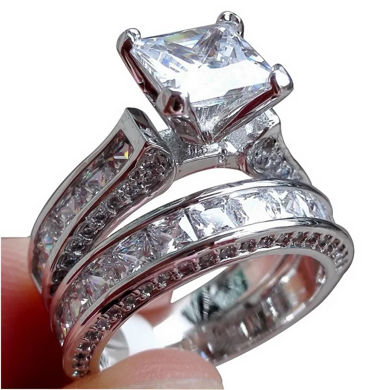 White Cubic Zirconia Silver Color 2pcs Ring Set For Women Bridal Party Date Jewelry 2018 Christams Gift
White Cubic Zirconia Silver Color 2pcs Ring Set For Women Bridal Party Date Jewelry 2018 Christams Gift