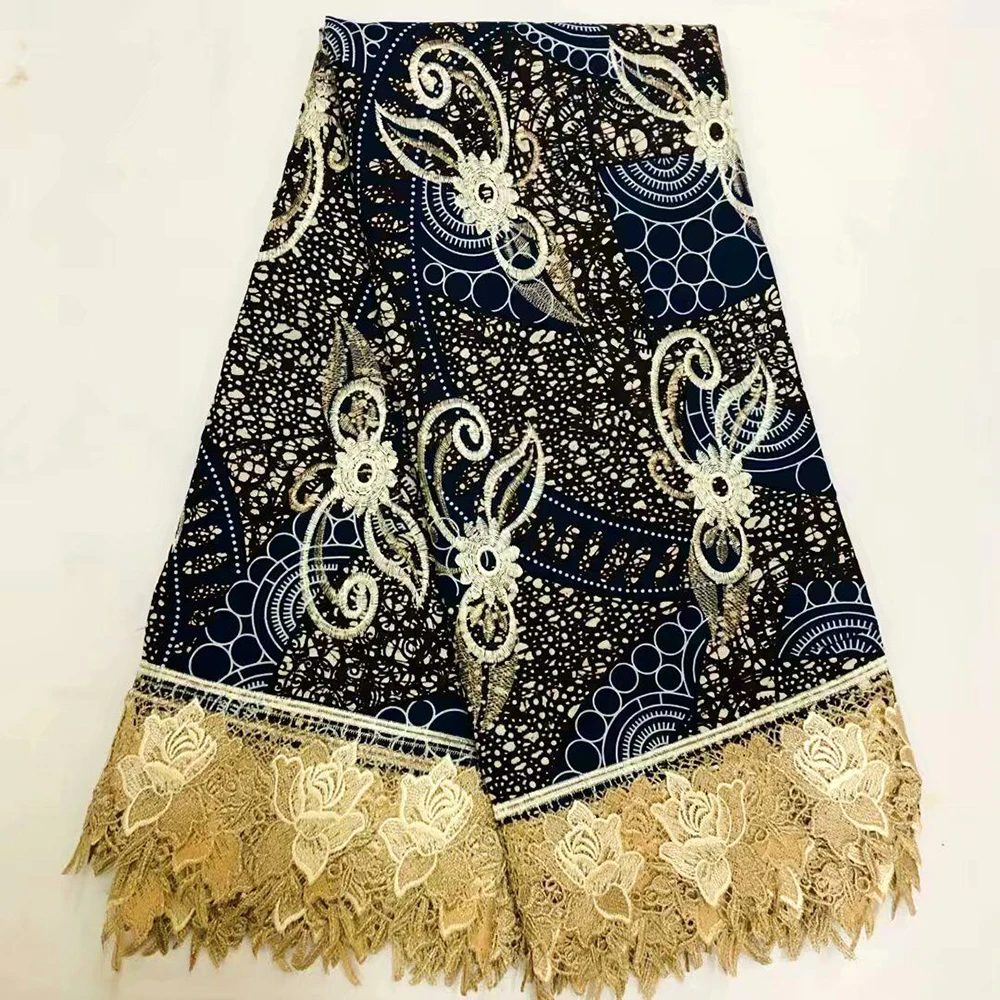 African wax embroideried lace fabrics with guipure lace High quality Fashion Wax Lace fabrics for Nigeria Party
African wax embroideried lace fabrics with guipure lace High quality Fashion Wax Lace fabrics for Nigeria Party
