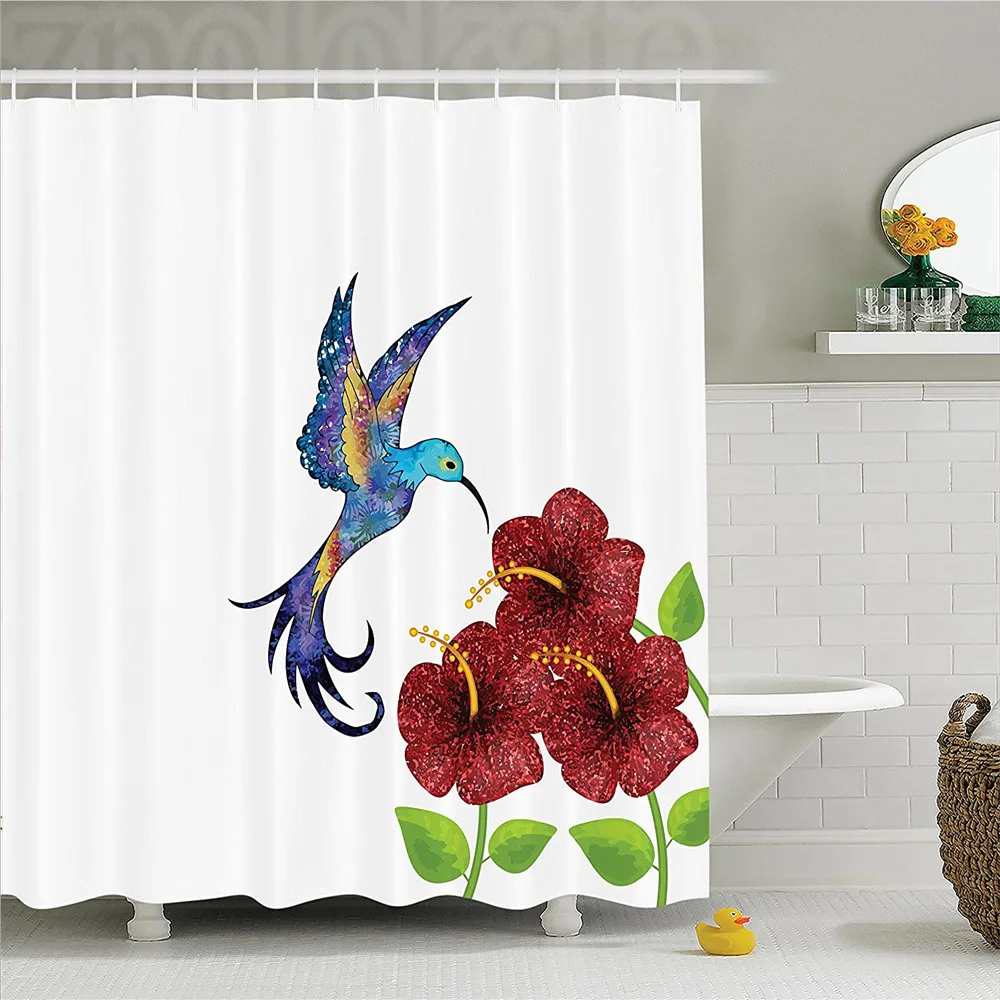 Hummingbirds Decorations Shower Curtain Set A Hummingbird in Flower Garden Fantasy Tails Wings Imaginative Artwork Bathroom Acce
Hummingbirds Decorations Shower Curtain Set A Hummingbird in Flower Garden Fantasy Tails Wings Imaginative Artwork Bathroom Acce
