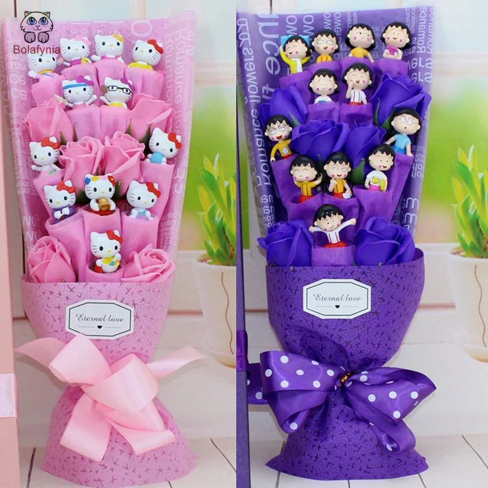 BOLAFYNIA Chibi Maruko-chan doraemon hellokitty cartoon soap Flower toy bouquet for birthday valentine gift toy 
BOLAFYNIA Chibi Maruko-chan doraemon hellokitty cartoon soap Flower toy bouquet for birthday valentine gift toy