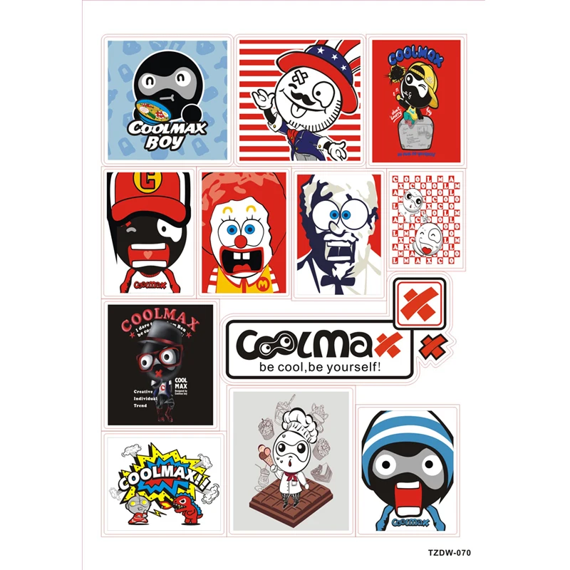 Новинка 12 шт./лот забавные мультяшные наклейки CoolMax Для мальчиков сделай сам