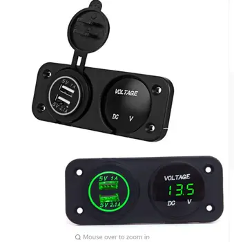 DC 12V - 24V LED Digital Voltmeter + Dual USB Car Charger Motorcycle Charger 2.1A/1A For Car Motorcycle Green Blue Red 
DC 12V - 24V LED Digital Voltmeter + Dual USB Car Charger Motorcycle Charger 2.1A/1A For Car Motorcycle Green Blue Red