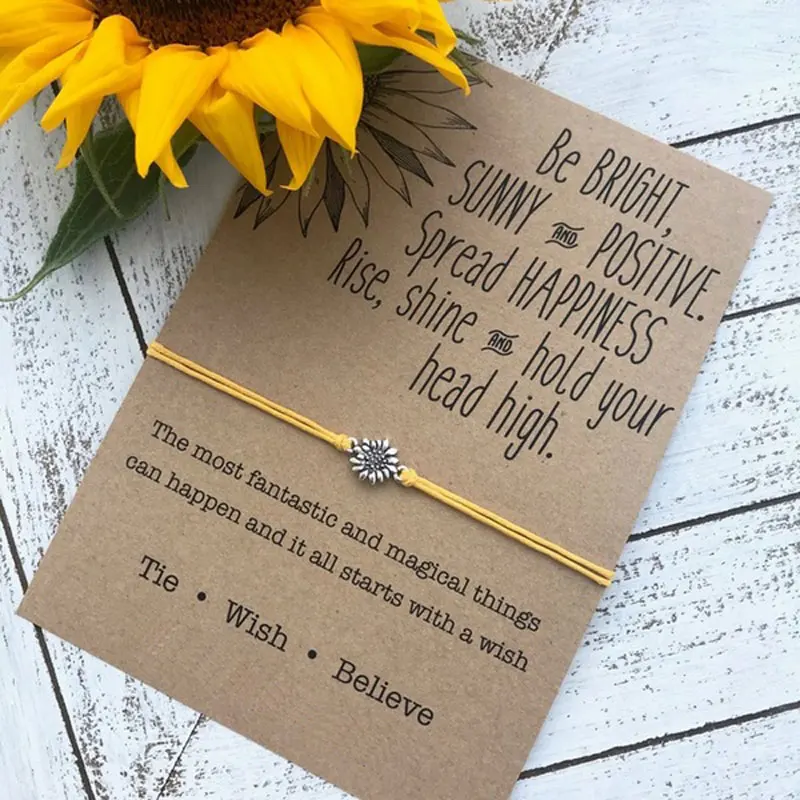 Vintage Jewelry Sunflower Designer Bracelets Silver Sunflower Quote Wish Bracelet Sister Love Friendship Bracelets Women Gifts
Vintage Jewelry Sunflower Designer Bracelets Silver Sunflower Quote Wish Bracelet Sister Love Friendship Bracelets Women Gifts