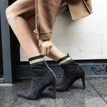 GPOKHDS 2020 women ankle boots Velvet slip on silver color autumn spring pointed toe thin heel high heels female boots
GPOKHDS 2020 women ankle boots Velvet slip on silver color autumn spring pointed toe thin heel high heels female boots