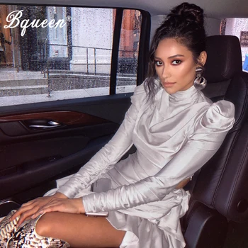Bqueen New Women White Sheath Dress Sexy Long Sleeve Ruffles Mini Dress Stand Neck Fashion Bodycon Party Dress
Bqueen New Women White Sheath Dress Sexy Long Sleeve Ruffles Mini Dress Stand Neck Fashion Bodycon Party Dress