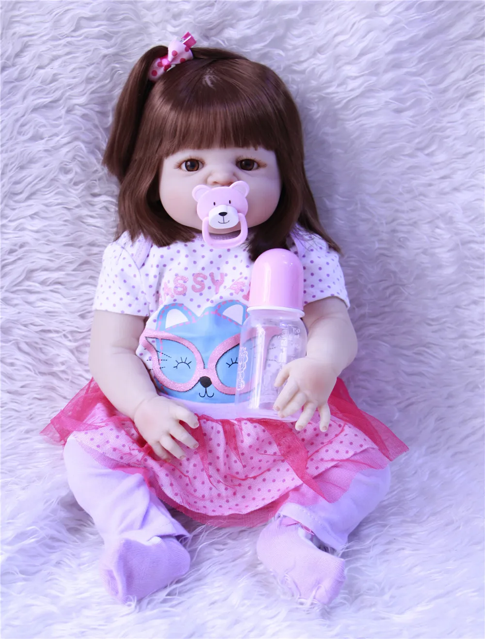 57CM big eyes Bebe Reborn Dolls hard suffed Body Silicone Alive Baby Reborn Girl Boneca In fox Dress Baby DIY Interactive Toy Ki
57CM big eyes Bebe Reborn Dolls hard suffed Body Silicone Alive Baby Reborn Girl Boneca In fox Dress Baby DIY Interactive Toy Ki