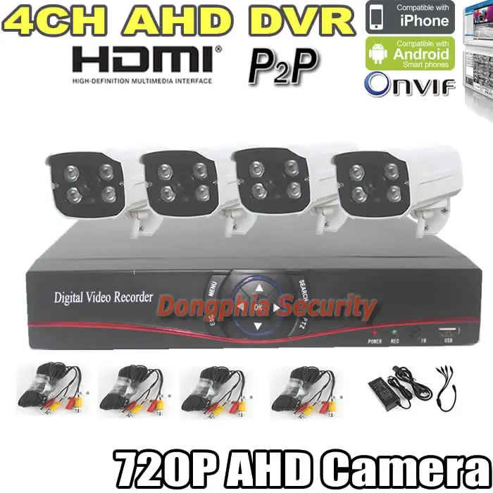 

Cheap cctv 4ch h.264 AHD dvr kit with Waterproof 720p 1.0mp IR Cameras home cctv security systems+1 AHD/Analog H.264 4CH AHD DVR