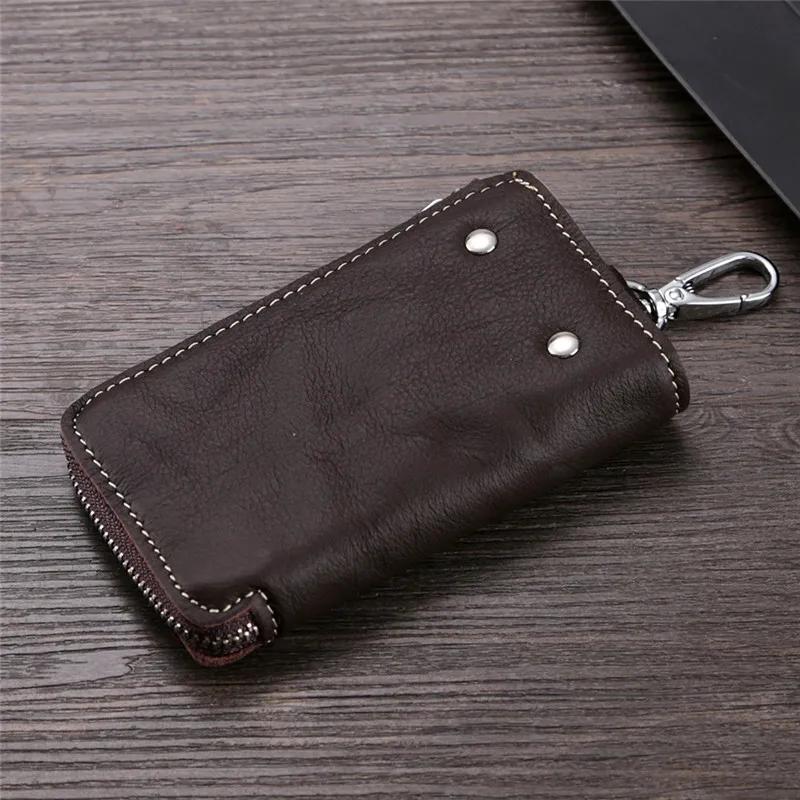 Фото BYCOBECY Fashion Men Credit Card Case Housekeeper Zipper Key Bag Genuine Leather Holder Organizer Car Wallets  Багаж и | Key Wallets (32868612478)