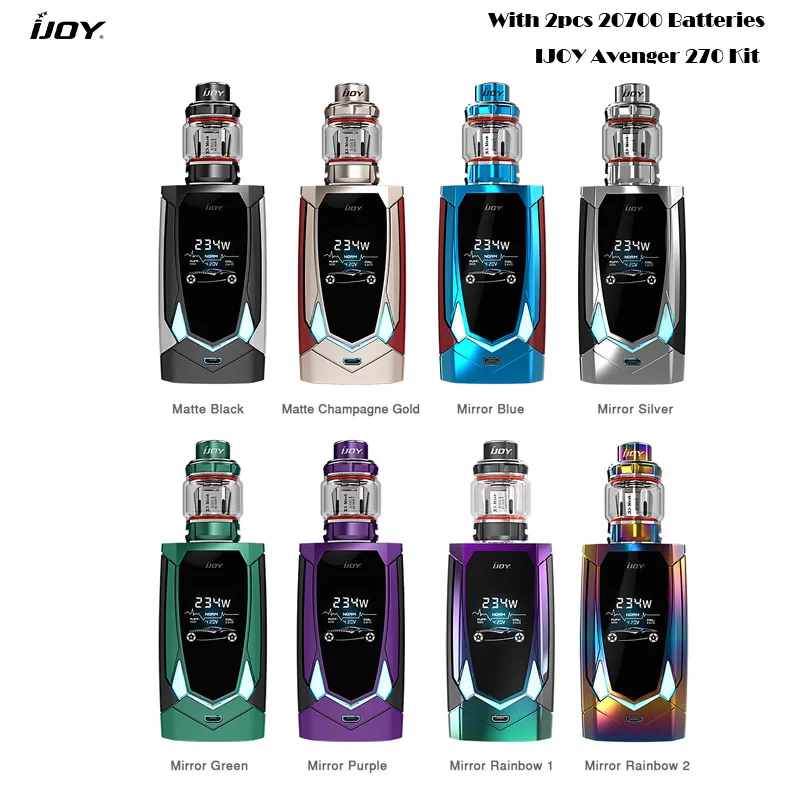 Оригинальные электронные кальян IJOY Мститель 270 Комплект двойной 20700 батареи Box Mod