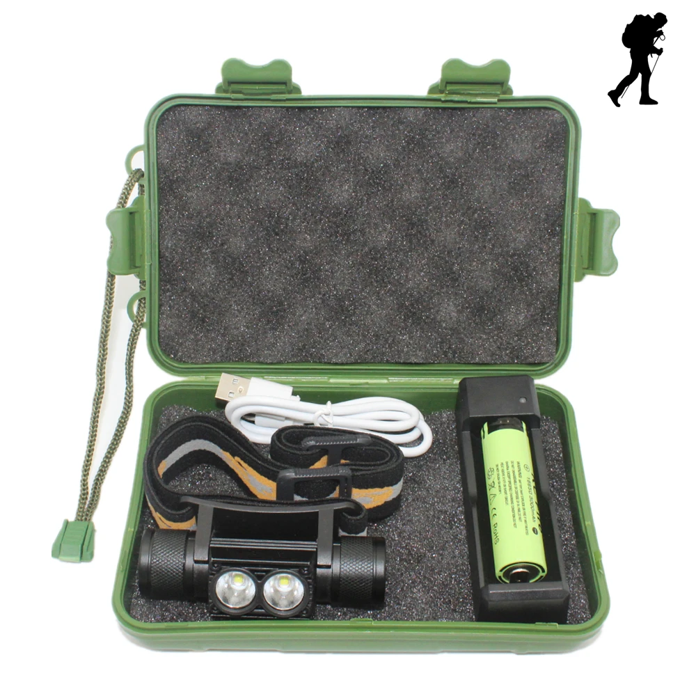 2000 Lumen LED Headlight 2x XM-L2 USB rechargeable Headlamp dimming flashlight Head lamp + 18650 Battery + USB Charger
2000 Lumen LED Headlight 2x XM-L2 USB rechargeable Headlamp dimming flashlight Head lamp + 18650 Battery + USB Charger