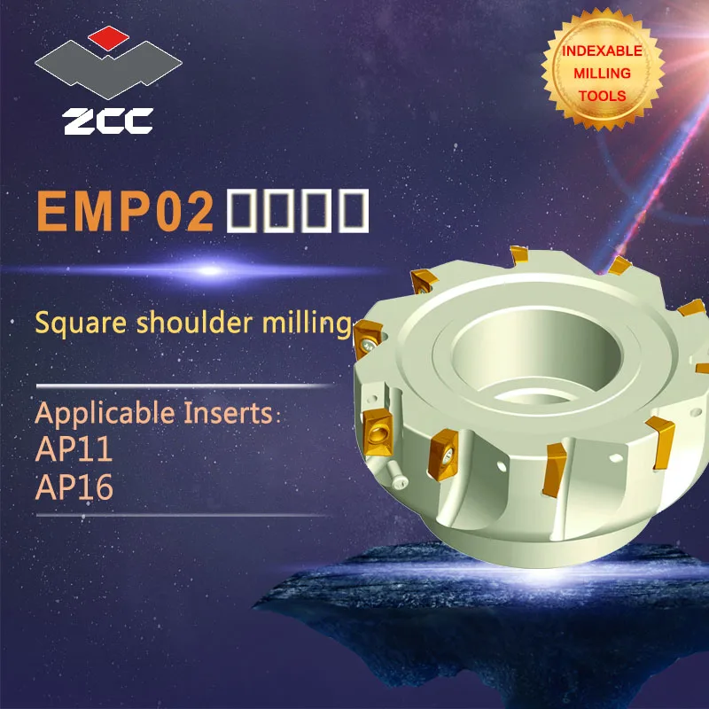 ZCC.CT Square shoulder milling cutters EMP02 high performance CNC lathe tools indexable milling tools
ZCC.CT Square shoulder milling cutters EMP02 high performance CNC lathe tools indexable milling tools