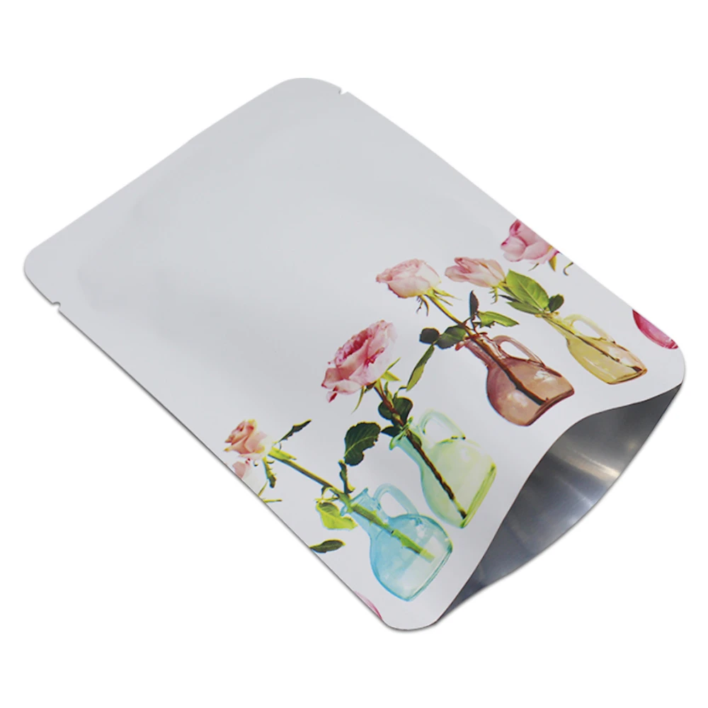 100Pcs Matte White Rose Design Open Top Pure Aluminum Foil Packaging Bag Mylar Vacuum Heat Sealable Food Tea Packing Pouch 
100Pcs Matte White Rose Design Open Top Pure Aluminum Foil Packaging Bag Mylar Vacuum Heat Sealable Food Tea Packing Pouch