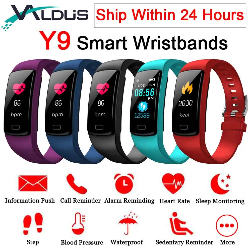 

Valdus Y9 Smart Activity Tracker Band Fitness Bracelet Heart Rate Monitor Blood Pressure Wristbands For Smartphone Smartband
