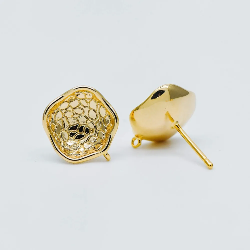 10pcs Gold plated Brass Ear Posts 13mm, Flower Stud Earring with Loop, Floral Earring Components (GB-515)
10pcs Gold plated Brass Ear Posts 13mm, Flower Stud Earring with Loop, Floral Earring Components (GB-515)