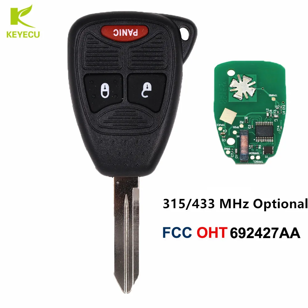 KEYECU Replacement Keyless Remote Key Fob 2+1 Button ID46 Chip 315/433 MHz Optional for Chrysler DODGE for Jeep FCC: OHT692427AA
KEYECU Replacement Keyless Remote Key Fob 2+1 Button ID46 Chip 315/433 MHz Optional for Chrysler DODGE for Jeep FCC: OHT692427AA