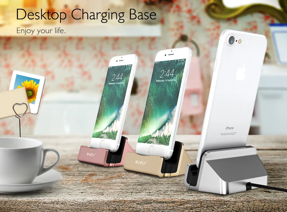 RAXFLY Desktop Charging Stand Holder Base For iPhone 7 6S 6 Plus 5 5S SE Charger Dock Holder Stand Station For iPad Mini 4 3 Air (1)