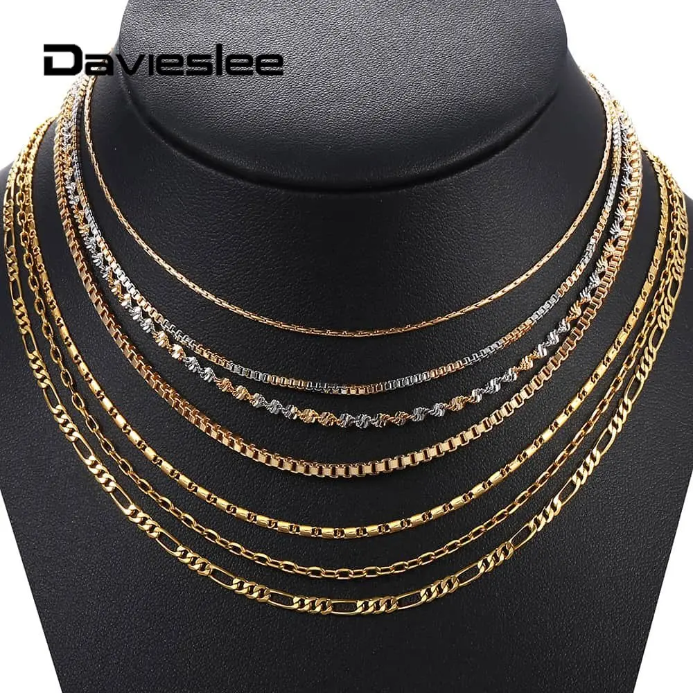 Davieslee Womens Necklace Gold Box Rolo Figaro Link Chain Necklace For Woman Jewelry 2018 Fashion Accessories Gifts 2018 LGNM127
Davieslee Womens Necklace Gold Box Rolo Figaro Link Chain Necklace For Woman Jewelry 2018 Fashion Accessories Gifts 2018 LGNM127