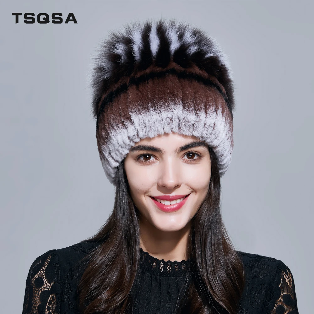 TSQSA Real Rex Rabbit Fur With Fox Fur Knitted Beanies Women Winter Hats Casual Female Caps Warm Natural Fur Lady Hat TAH1802
TSQSA Real Rex Rabbit Fur With Fox Fur Knitted Beanies Women Winter Hats Casual Female Caps Warm Natural Fur Lady Hat TAH1802