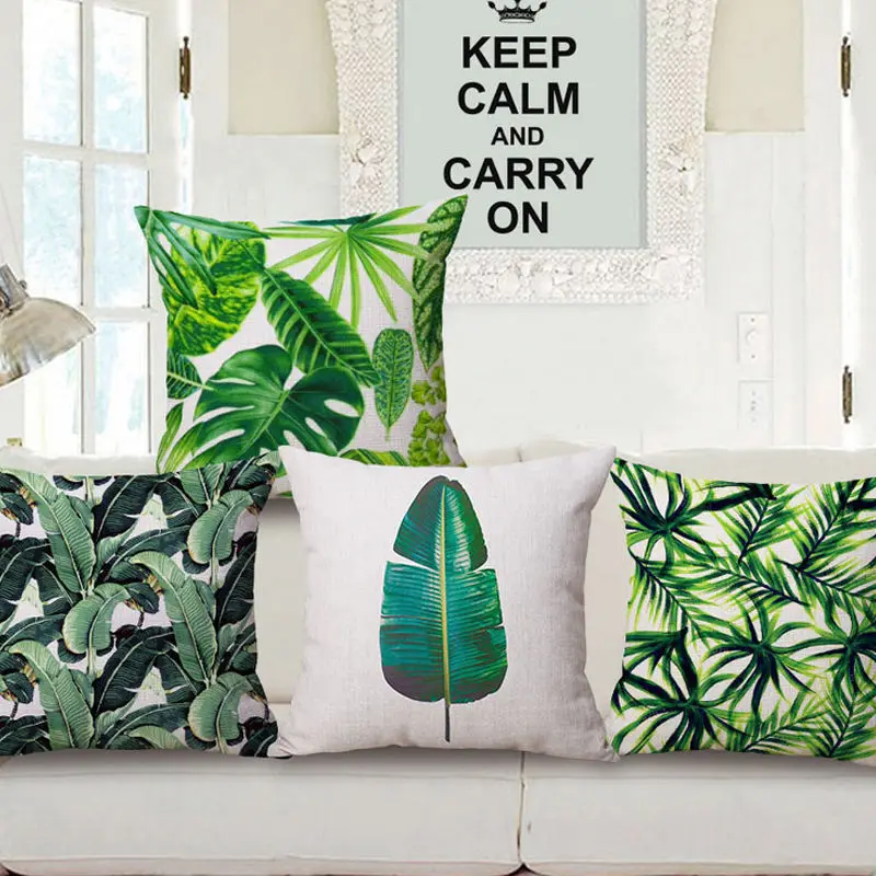 Plant Cotton Linen Pillow Case Green Leaf Printed European Style Decorative Pillow Cover Throw Pillows, 45*45 CM
Plant Cotton Linen Pillow Case Green Leaf Printed European Style Decorative Pillow Cover Throw Pillows, 45*45 CM
