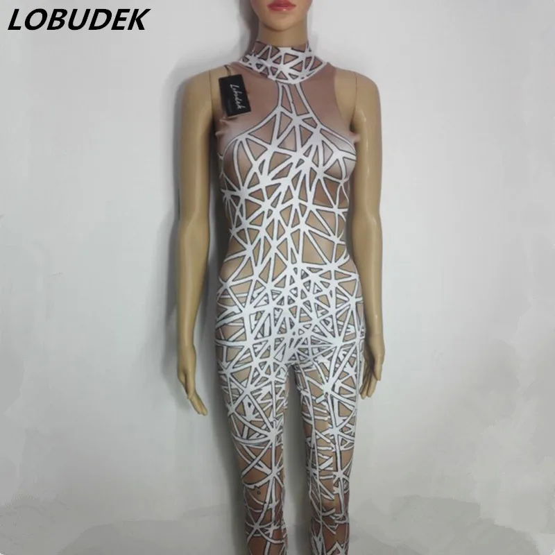 Female jumpsuit sexy leotard Rompers Personality Print DJ costume Bar Club singer Groups dancer performance show stage Costume
Female jumpsuit sexy leotard Rompers Personality Print DJ costume Bar Club singer Groups dancer performance show stage Costume