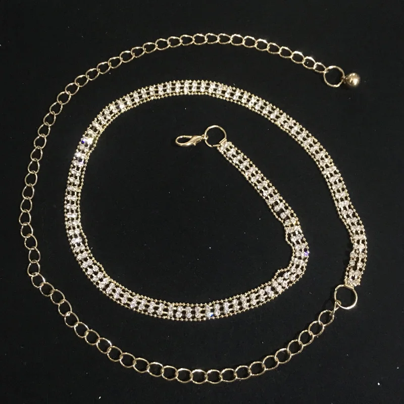 New Fashion Ladies Gold Crystal Belt Chain 2 rows Rhinestone Body Jewelry Belts Belly Chains Bikini Belts Accessories Wholesale
New Fashion Ladies Gold Crystal Belt Chain 2 rows Rhinestone Body Jewelry Belts Belly Chains Bikini Belts Accessories Wholesale