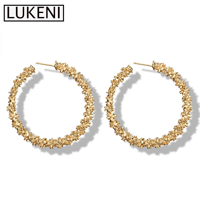 2019 Boho Мода большие круглые серьги обруча для Для женщин серебряный сплав золота в