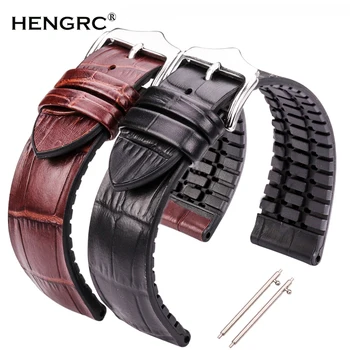 Genuine Leather Watchband Men Women Rubber Silicone Waterproof Breathable Watch Band Strap Buckle Clock Accessories 18 20 22mm
Genuine Leather Watchband Men Women Rubber Silicone Waterproof Breathable Watch Band Strap Buckle Clock Accessories 18 20 22mm
