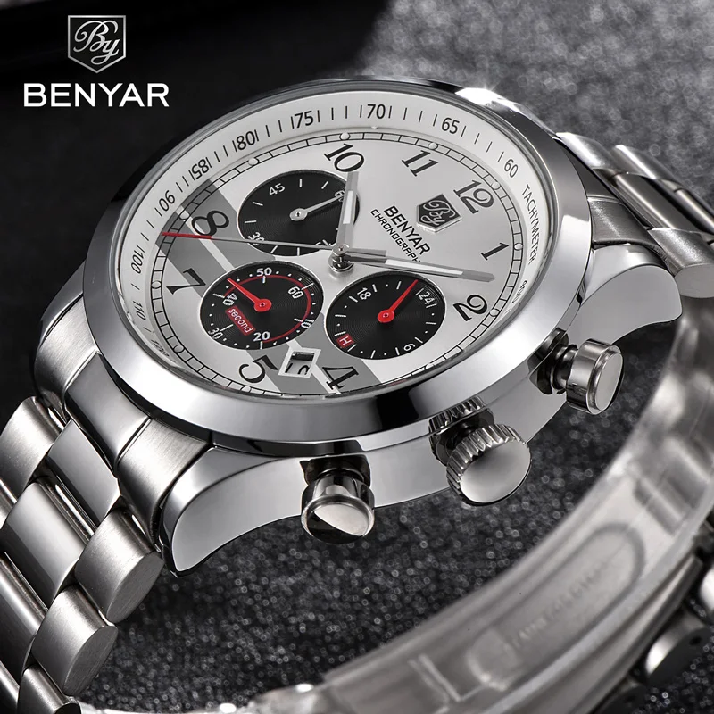 Benyar Men Watches Top Brand Luxury Chronograph Sport Male Clock Stainless Steel Military Army Wristwatch Relogio Masculino 5107
Benyar Men Watches Top Brand Luxury Chronograph Sport Male Clock Stainless Steel Military Army Wristwatch Relogio Masculino 5107