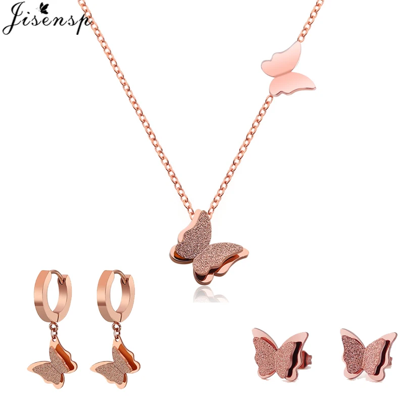 Jisensp Cute Matte Double Butterfly Charm Necklace Rose Gold Color Stainless Steel Link Chain Necklaces Jewelry Women Wedding
Jisensp Cute Matte Double Butterfly Charm Necklace Rose Gold Color Stainless Steel Link Chain Necklaces Jewelry Women Wedding