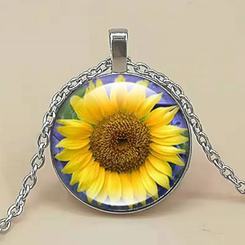 Sunflower Flower Glass Cabochon Pendant Necklace fashion Jewelry Black Beads Chain long Necklace Women Gift
Sunflower Flower Glass Cabochon Pendant Necklace fashion Jewelry Black Beads Chain long Necklace Women Gift