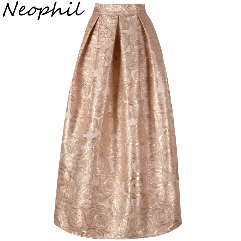 Neophil 2019 Ladies Elegant Floral Print Vintage Maxi Long Skirts High Waist Ball Gown Pleated Flare Gold Pink Longa Saia MS1020
Neophil 2019 Ladies Elegant Floral Print Vintage Maxi Long Skirts High Waist Ball Gown Pleated Flare Gold Pink Longa Saia MS1020