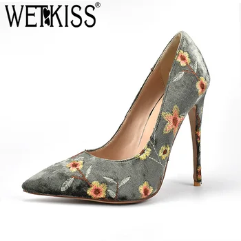 WETKISS 2019 New Spring Pleuche High Heels Women Pumps Shallow Pointed Toe Footwear Embroider Female Shoes Party Shoes Woman
WETKISS 2019 New Spring Pleuche High Heels Women Pumps Shallow Pointed Toe Footwear Embroider Female Shoes Party Shoes Woman