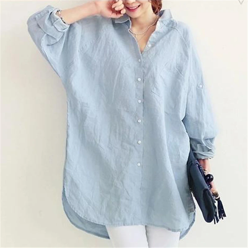 Clobee 2018 New Women Summer Loose Blouse Shirts Blusas Down Shirt Long Turning Sleeve Top Casual Linen Big Blouse Go To Work
Clobee 2018 New Women Summer Loose Blouse Shirts Blusas Down Shirt Long Turning Sleeve Top Casual Linen Big Blouse Go To Work