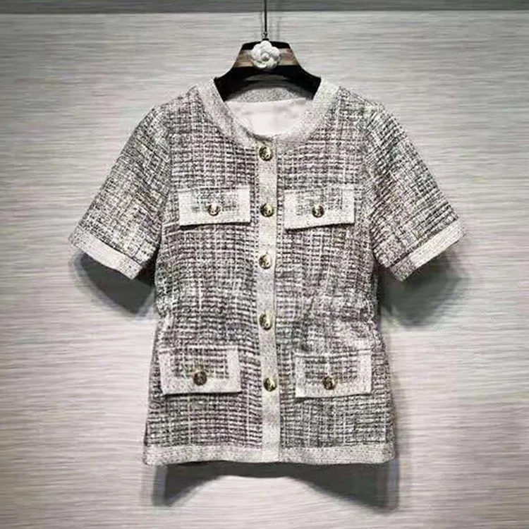 New 2019 autumn plaid short sleeves Jackets Fashion women's elegant pockets tweed coat A546
New 2019 autumn plaid short sleeves Jackets Fashion women's elegant pockets tweed coat A546