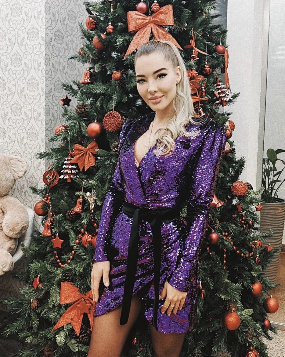 High Quality Purple Long Sleeve V-neck Stretch Fashion Dress Evening Party Pencil Dress
High Quality Purple Long Sleeve V-neck Stretch Fashion Dress Evening Party Pencil Dress